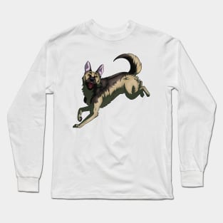 Jumping German Shepherd Long Sleeve T-Shirt